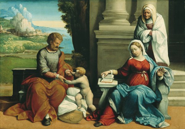 Holy Family with St. Anne  by Benvenuto Tisi - Hand-Painted Oil Painting Reproduction