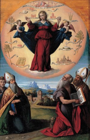 Madonna in Glory and Holy Hones by Benvenuto Tisi Oil Painting