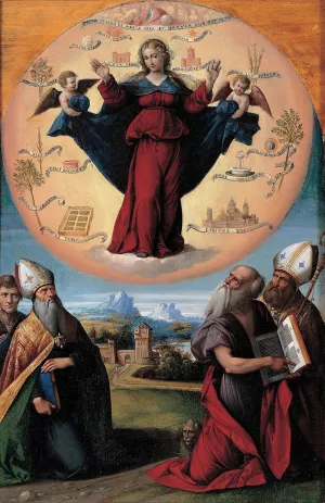 Madonna in Glory and Holy Hones Oil painting by Benvenuto Tisi