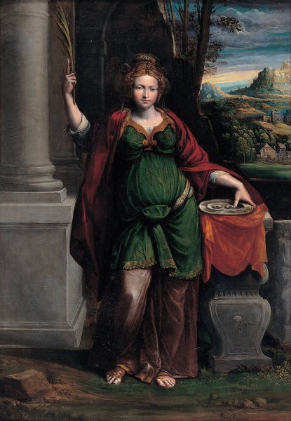 Saint Lucy  by Benvenuto Tisi - Hand-Painted Oil Painting Reproduction