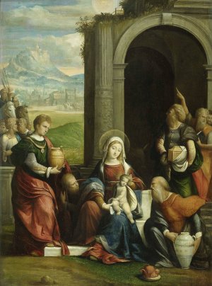 The Adoration of the Magi by Benvenuto Tisi Oil Painting