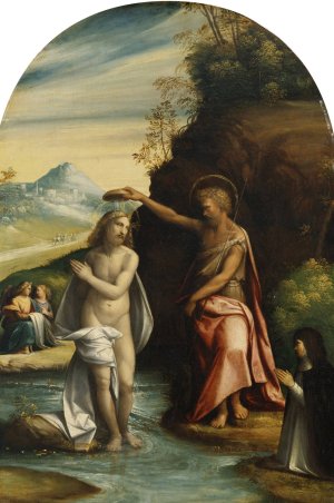 The Baptism of Christ by Benvenuto Tisi Oil Painting