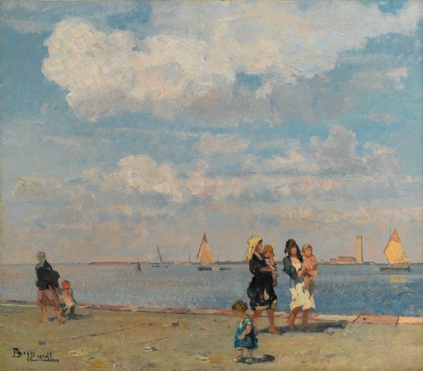 Main Product Photo of Walking along the water, Venice Painting by Beppe Ciardi
