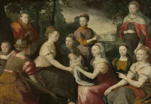 Finding of Moses - Allegorical family portrait by Bernaert De Rijckere Oil Painting
