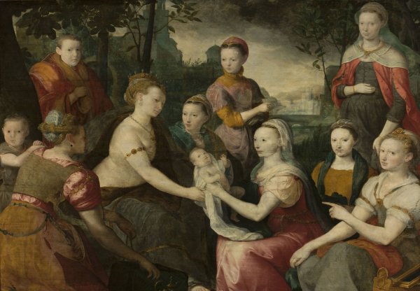 Finding of Moses - Allegorical family portrait  by Bernaert De Rijckere - Hand-Painted Oil Painting Reproduction