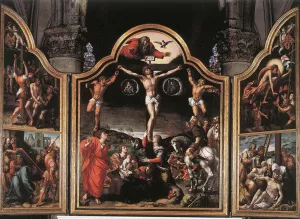 Altarpiece of Calvary by Bernaert Van Orley Oil Painting