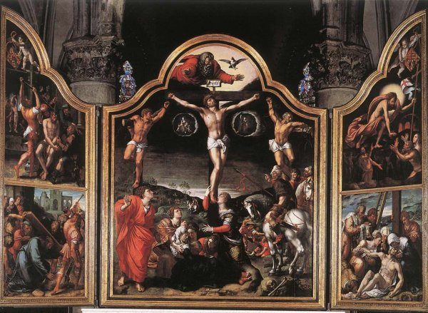Altarpiece of Calvary by Bernaert Van Orley - Hand-Painted Oil Painting Reproduction