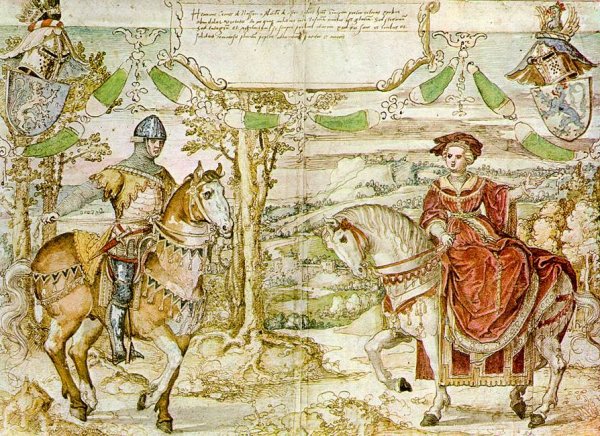 Count Henry I of Nassau with His Bride by Bernaert Van Orley - Hand-Painted Oil Painting Reproduction