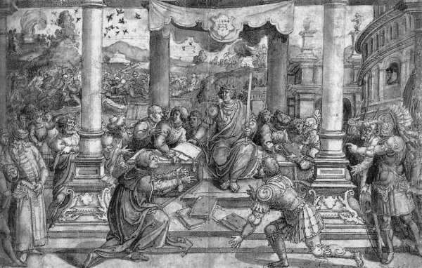 Romulus Gives Laws to the Roman People by Bernaert Van Orley - Hand-Painted Oil Painting Reproduction