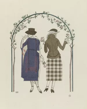 Les premieres roses ; Tailleur et robe d'apres-midi, de Worth by Bernard Boutet De Monvel Oil Painting