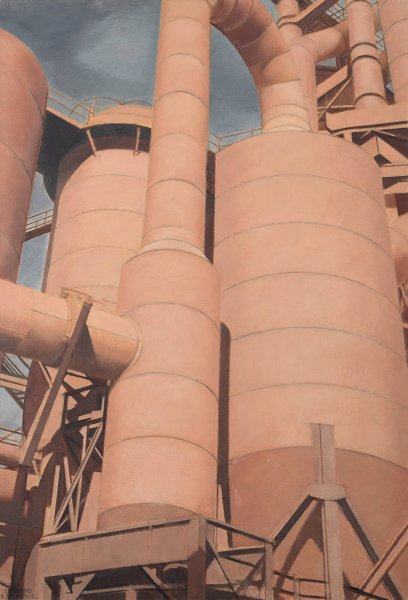 South Works Steel Mill in Chicago, Illinois  by Bernard Boutet De Monvel - Hand-Painted Oil Painting Reproduction