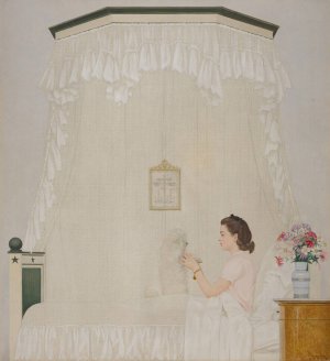 Sylvie et son Chien Champagne by Bernard Boutet De Monvel Oil Painting