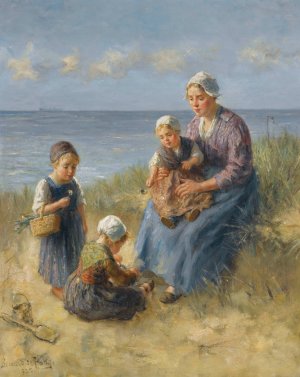 At The Seaside by Bernard De Hoog Oil Painting