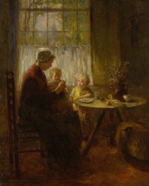 Mother Feeding Her Child by Bernard De Hoog Oil Painting
