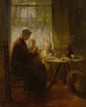 Mother Feeding Her Child by Bernard De Hoog Oil Painting