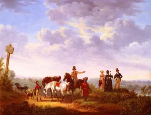 A Meeting at the Crossroads by Bernard Edouard Swebach Oil Painting