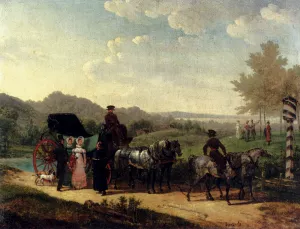 The Coach Stop by Bernard Edouard Swebach Oil Painting