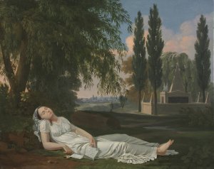 Woman Sleeping in a Landscape with a Letter by Bernard Gaillot Oil Painting