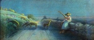 Shepherdess by Bernard-Joseph Artigue   Oil Painting