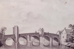 The East View Of Bath Bridge, Somerset Oil painting by Bernard Lens Iii