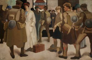 Victoria Station, District Railway by Bernard Meninsky Oil Painting
