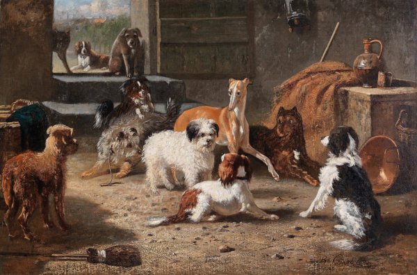 Hundeleben by Bernard Te Gempt - Hand-Painted Oil Painting Reproduction