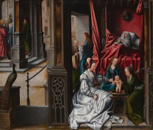 The Birth and Naming of Saint John the Baptist by Bernard Van Orley Oil Painting