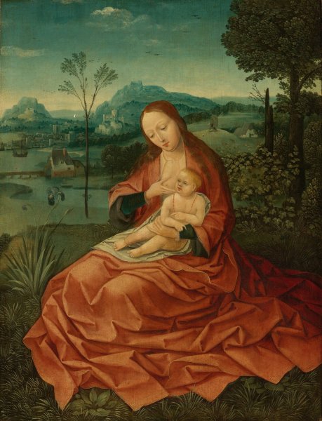 Virgin And Child In A Landscape by Bernard Van Orley - Hand-Painted Oil Painting Reproduction