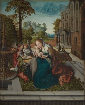 Virgin and Child with Angels by Bernard Van Orley Oil Painting