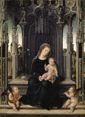 Virgin and Child with Music Making Angels by Bernard Van Orley Oil Painting
