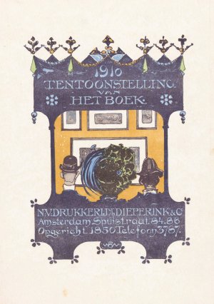 Advertentie van de Amsterdamse steen- en boekdrukkerij Dieperink and Co Oil painting by Bernard Willem Wierink