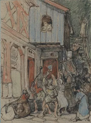 Bruin wordt aangevallen door de dorpelingen by Bernard Willem Wierink Oil Painting