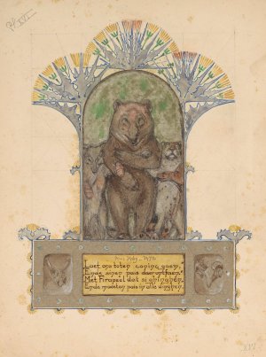 Firapeel gaat met Bruin en Isegrim naar de koning by Bernard Willem Wierink Oil Painting
