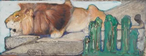 Liggende Leeuw by Bernard Willem Wierink Oil Painting