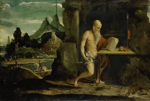 St Jerome by Bernardino Da Brescia Oil Painting