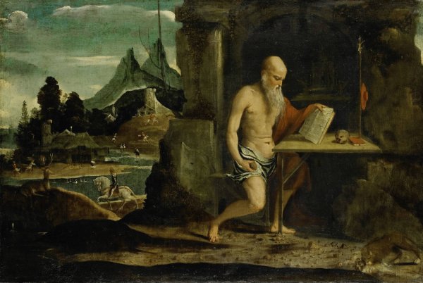 St Jerome  by Bernardino Da Brescia - Hand-Painted Oil Painting Reproduction