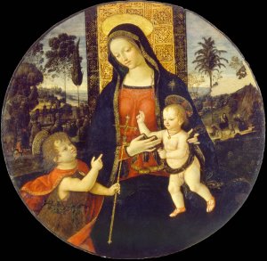 The Virgin and Child with the Infant Saint John the Baptist by Bernardino Di Betto Oil Painting