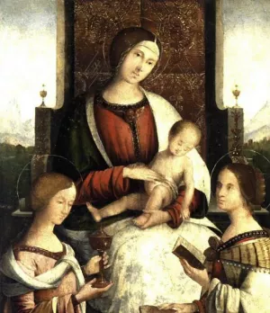 Madonna and Child with Sts Mary Magdalene and Catherine of Alexandria by Bernardino Di Bosio Zaganelli Oil Painting