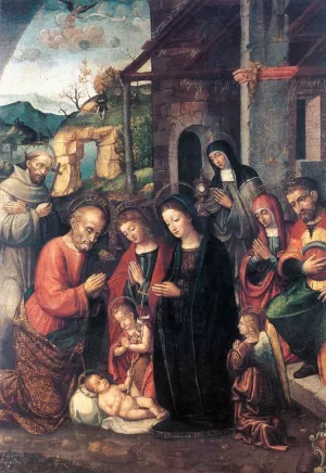 Nativity Oil painting by Bernardino Fasolo