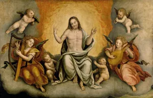 Triumph of Christ with Angels and Cherubs by Bernardino Lanino - Oil Painting Reproduction