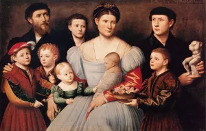 Portrait of Arrigo Licinio and His Family by Bernardino Licinio - Oil Painting Reproduction