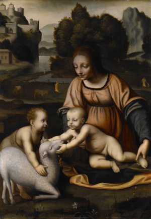 Madonna And Child With St. John The Baptist And The Lamb by Bernardino Luini Oil Painting