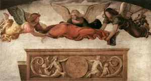 St Catherine Carried to her Tomb by Angels painting by Bernardino Luini