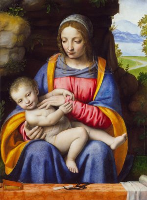 The Virgin and Child in a Landscape by Bernardino Luini Oil Painting