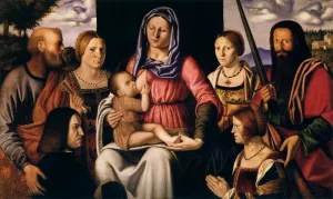 Virgin and Child with Saints and Donors by Bernardino Luini - Oil Painting Reproduction