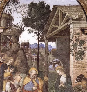 Adoration of the Christ Child Detail by Bernardino Pinturicchio - Oil Painting Reproduction