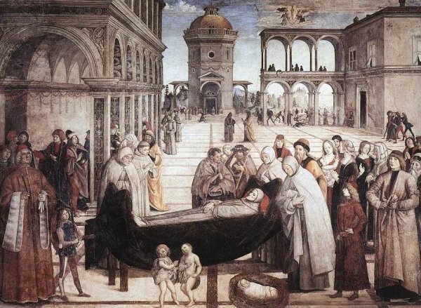 Main Product Photo of Death of St Bernardine Painting by Bernardino Pinturicchio