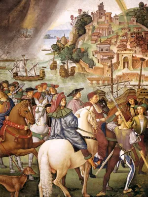 No. 1: Enea Piccolomini Leaves for the Council of Basel Detail by Bernardino Pinturicchio - Oil Painting Reproduction