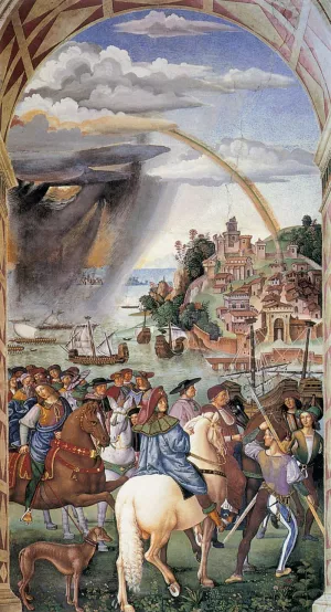 No. 1: Enea Piccolomini Leaves for the Council of Basel by Bernardino Pinturicchio - Oil Painting Reproduction