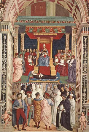 Pope Aeneas Piccolomini Canonizes Catherine of Siena by Bernardino Pinturicchio - Oil Painting Reproduction